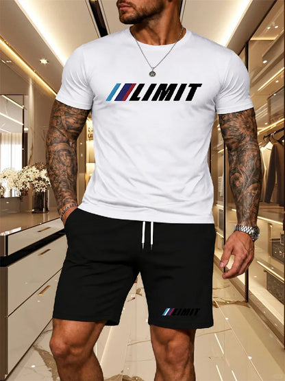 Men's Tracksuit 2 Piece O-neck Short Sleeve Shirt Shorts Set Men's Running Suit Plus Size T shirts Man Clothing Summer T-shirt