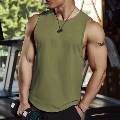 Men's Sleeveless Tank Top Quick Dry Breathable Polyester Mesh Workout Fitness Basketball Gym  Bodybuilding Singlet Fitness Wear