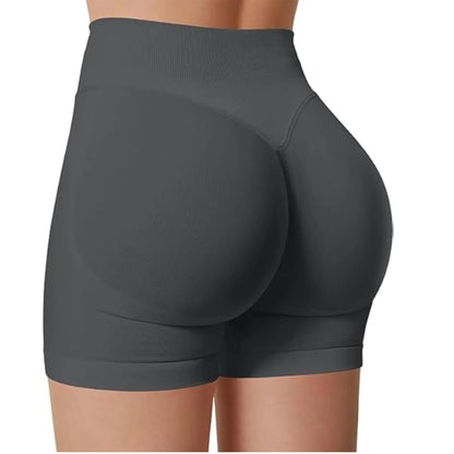 High Waisted Yoga Shorts – Comfortable Solid Color Fitness Pants for Women
