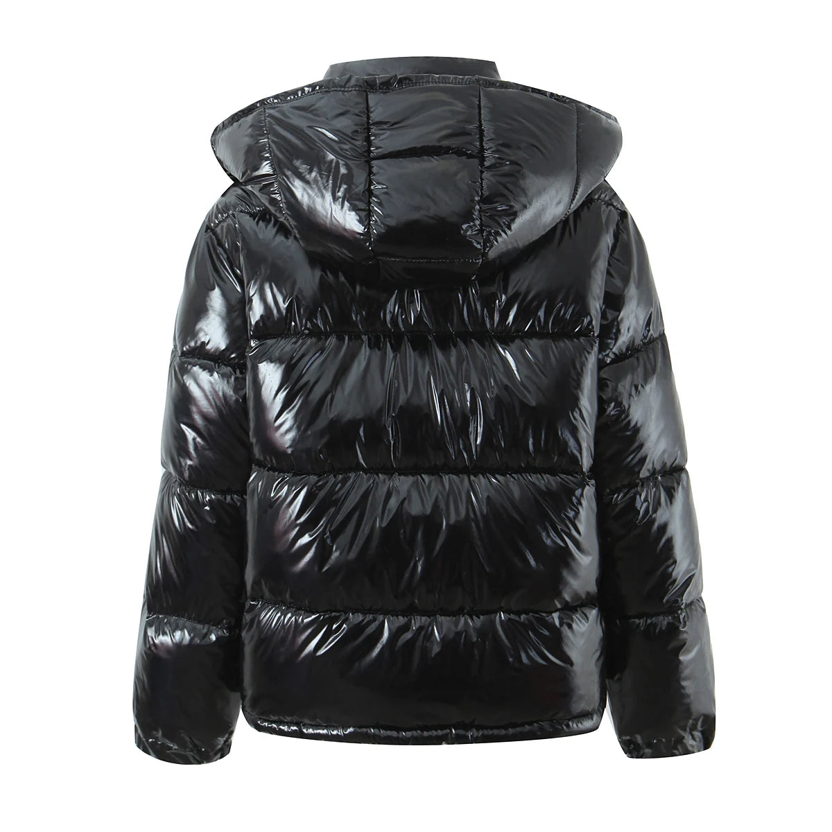 New Winter Fashion Women Bright Light Blue Zipper Up Bread Parka Coat Woman Stand Collar Removable Hooded Long Sleeve Outerwear