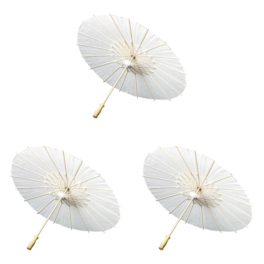 30-1PCS White Paper Parasol Umbrellas DIY Photo Cosplay Prop Bamboo Umbrella For Wedding Party Summer Beach Decor
