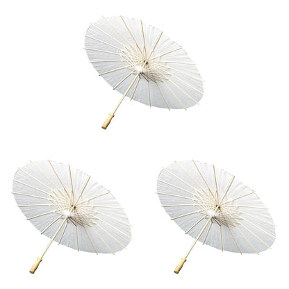 30-1PCS White Paper Parasol Umbrellas DIY Photo Cosplay Prop Bamboo Umbrella For Wedding Party Summer Beach Decor