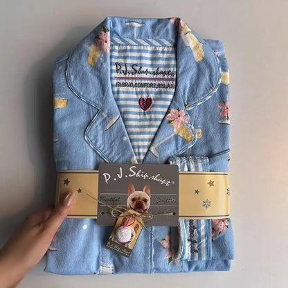 2026 Spring Autumn Winter New Home Clothes Women Cotton Pajamas Suit Cartoon Nightwear Comfort Shirt Pants Gift Loungewear