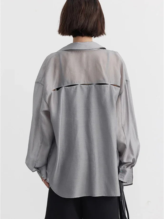 CHIC VEN Women Thin Shirt Long Sleeve Casual Loose Slightly Transparent Cool Blouses Woman Solid Design Female Top Summer 2026