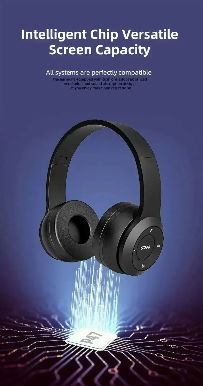 Stereo P47 Headset 5.0 Bluetooth Headset Folding Series Wireless Sports Game Headset  Foldable Wireless Bluetooth Headphone