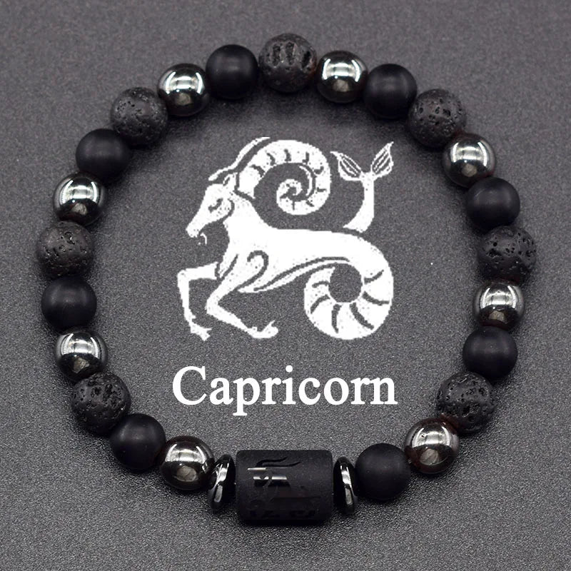 12 Zodiac Constellation Signs Bracelets for Men Women Real Natural Tiger Eye Stone Bead Bracelet Leo Taurus Charm Couple Jewelry