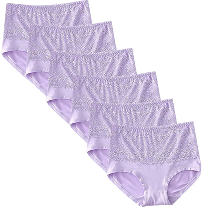 6pcs Women's Panties High Waist Underwear Large Size Fashion Girls Briefs Plus Size Breathable Lace Panty Female Lingerie