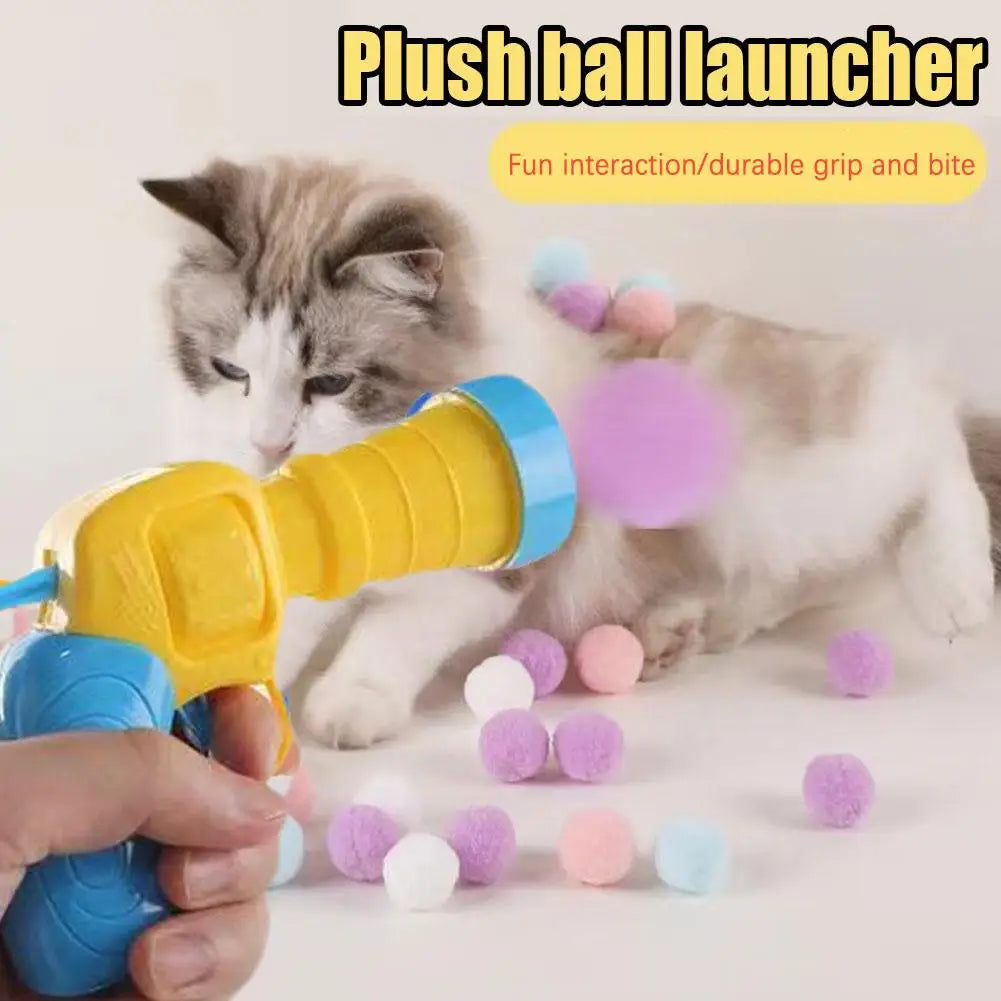 Interactive Cat Toy - Mini Shooting Gun with Plush Balls - ZOOMNSTORE