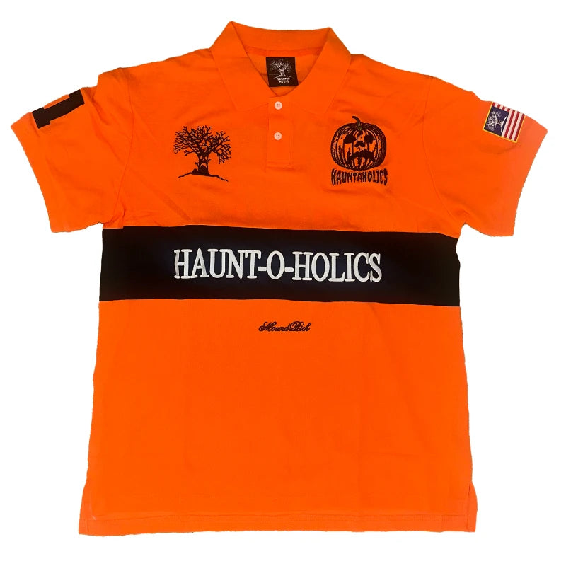 Y2K Haunted Polo Shirt - Halloween Devil Pumpkin Embroidery Gothic Streetwear - ZOOMNSTORE