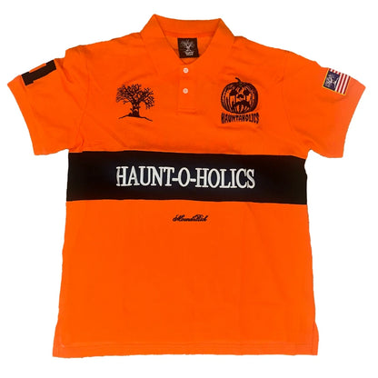 Y2K Haunted Polo Shirt - Halloween Devil Pumpkin Embroidery Gothic Streetwear - ZOOMNSTORE
