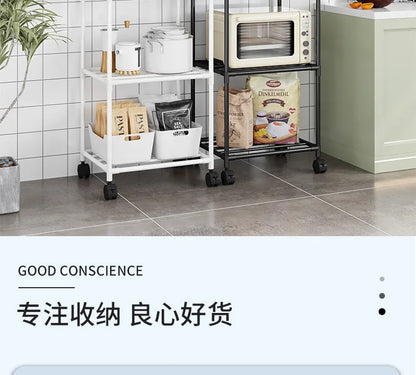 Microwave Oven Rack - Multi-Layer Removable Kitchen Storage Rack with Wheels