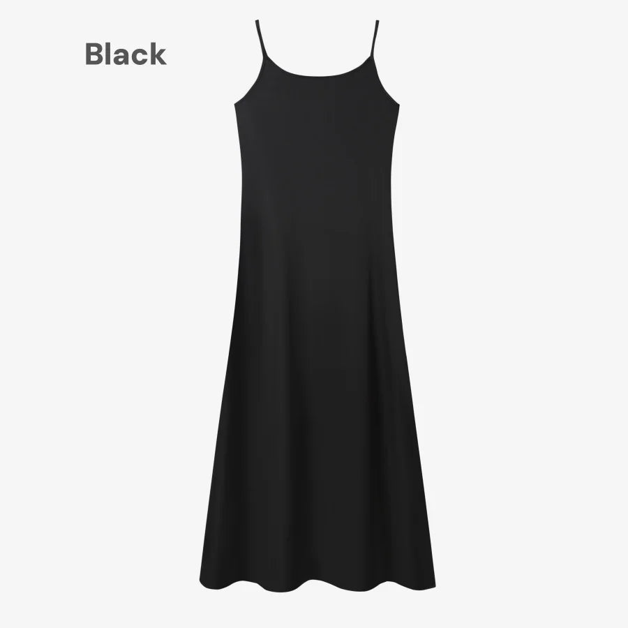 Elegance Satin Dress Set - Adjustable Mockneck Top & Knitted Cross Maxi Floor Length