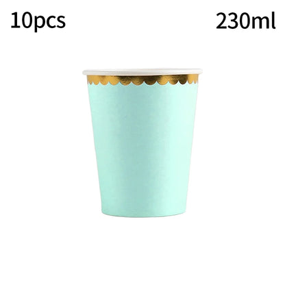 Solid Color Disposable Tableware - Pink  Blue Baby Shower  Birthday Party Supplies
