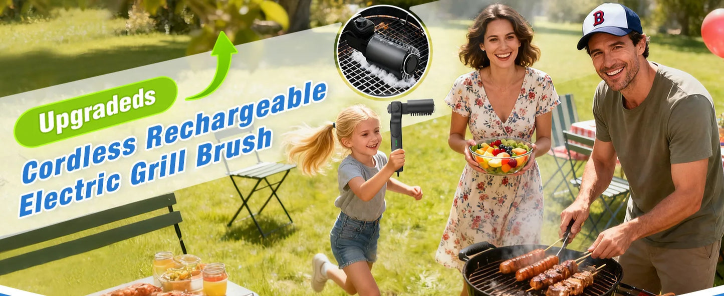 Electric BBQ Grill Brush with 3-Speed Settings 2600mAh Cordless Rechargeable Adjustable Angle Grill Cleaning Tool