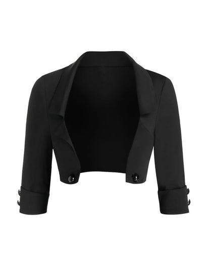 2025 Womens Gothic Dresses Sets Solid Color Open Front Crop Jacket and Lace Up Buckle Strap Crisscross Dress Outfit