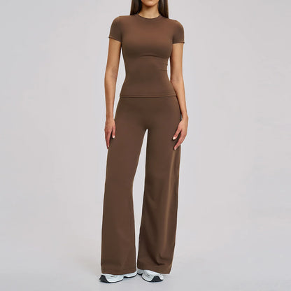 Women's Fitness Set Gym Tracksuit Breathable Sports Bra Flared Trousers Suit Workout Clothing Sportswear Female Athletic Wear