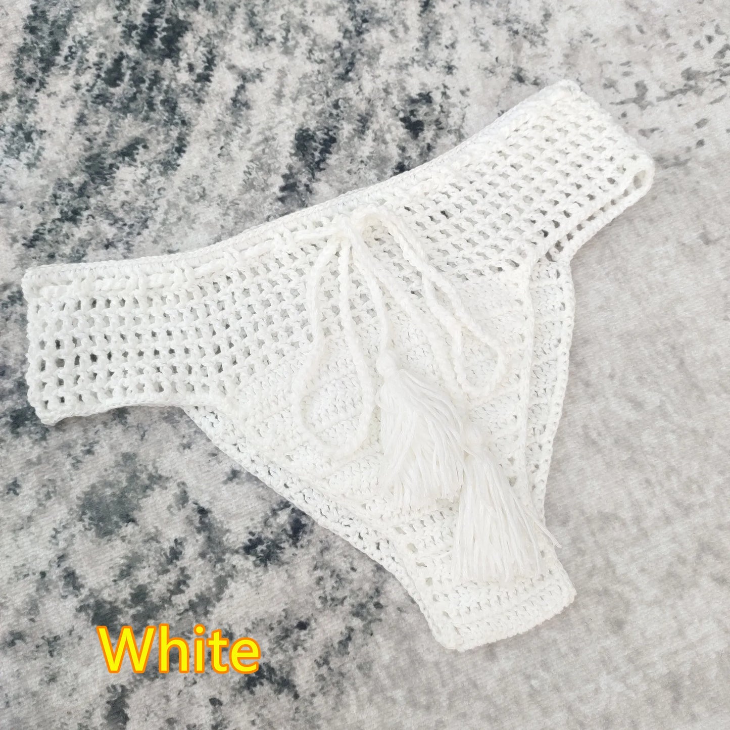 6 Color Hand Crochet Bikini Bottom Shorts Beach Women Tassel Swim Brief