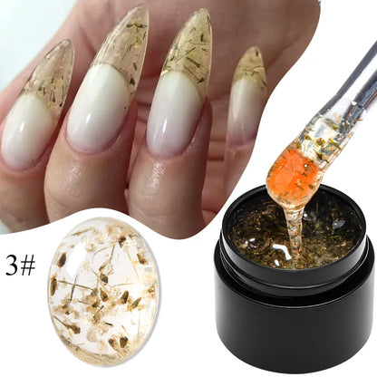 Pink Dried Flower Gel Nail Polish - Natural Flower Fairy Art Soak Off UVLED Varnish
