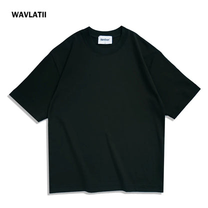 WAVLATII Oversized White Black T shirt for Women Fashion Female Casual Plus Size Tees Lady Summer Streetwear Tops WT2599