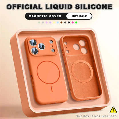 For Magsafe Liquid Silicone Phone Cases For iPhone 17 16 15 14 13 12 Pro Max 16 Plus Air Case Magnetic Wireless Charging Cover