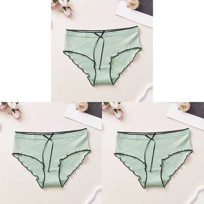 Cotton Women's Panties - Breathable Mid Rise Underwear With Bowknot Design