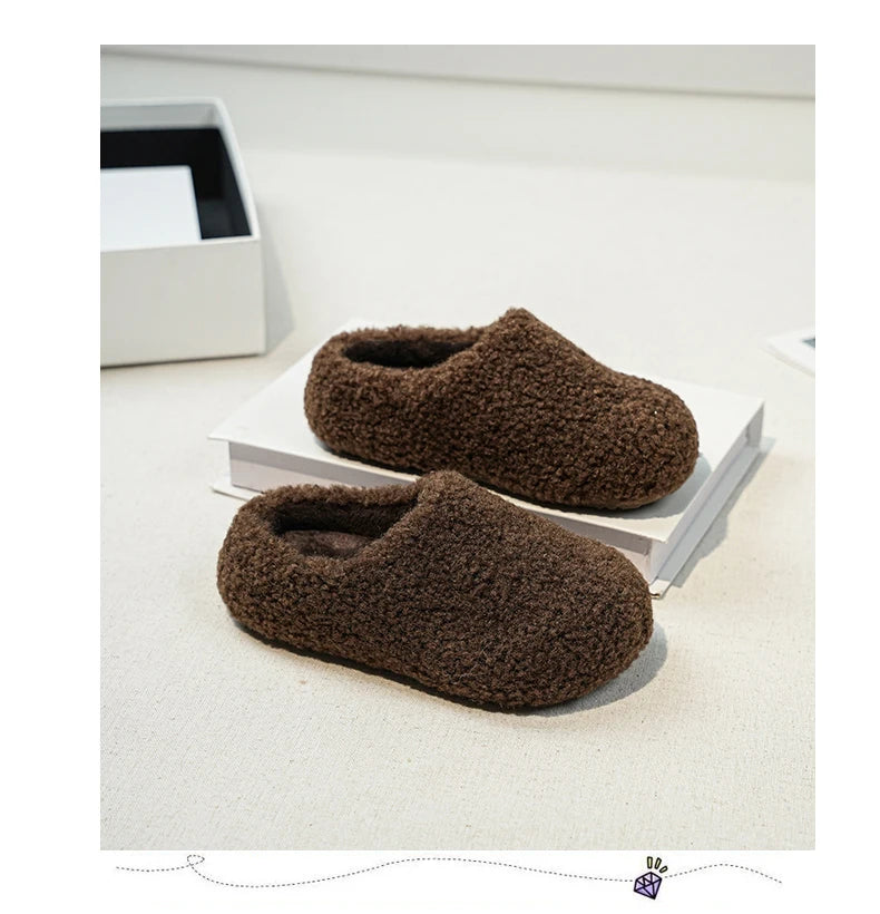 Kids Winter Slippers – Soft Sole Fluffy Cotton House Shoes for Boys & Girls