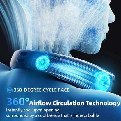 Portable Neck Fan, Hands Free Bladeless Fan, 5 Speeds, 3000 mAh Battery Operated Wearable Personal Fan, Twistable, Rechargeable