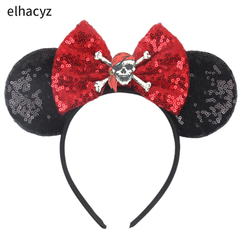 Mickey Mouse Ears Headband - Sequin Hair Bow for Halloween Festival and Cosplay
