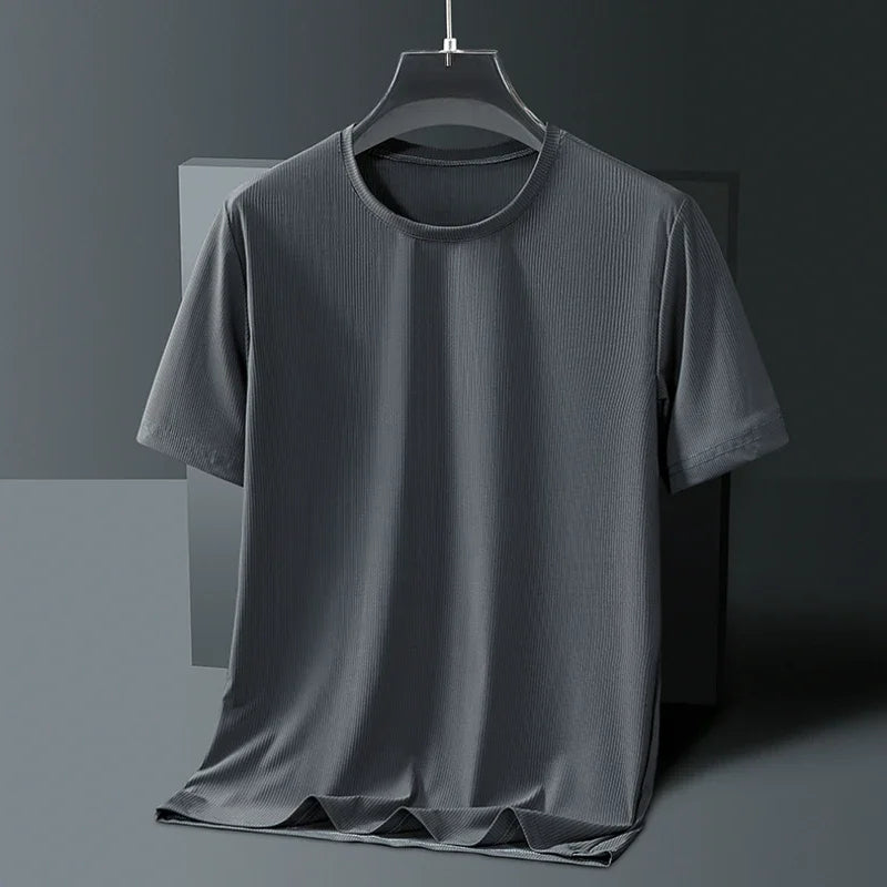 Men's Ice-Silk T-Shirt – Plus-Size Quick-Dry Seamless Tee (L–8XL)