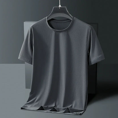 Men's Ice-Silk T-Shirt – Plus-Size Quick-Dry Seamless Tee (L–8XL)