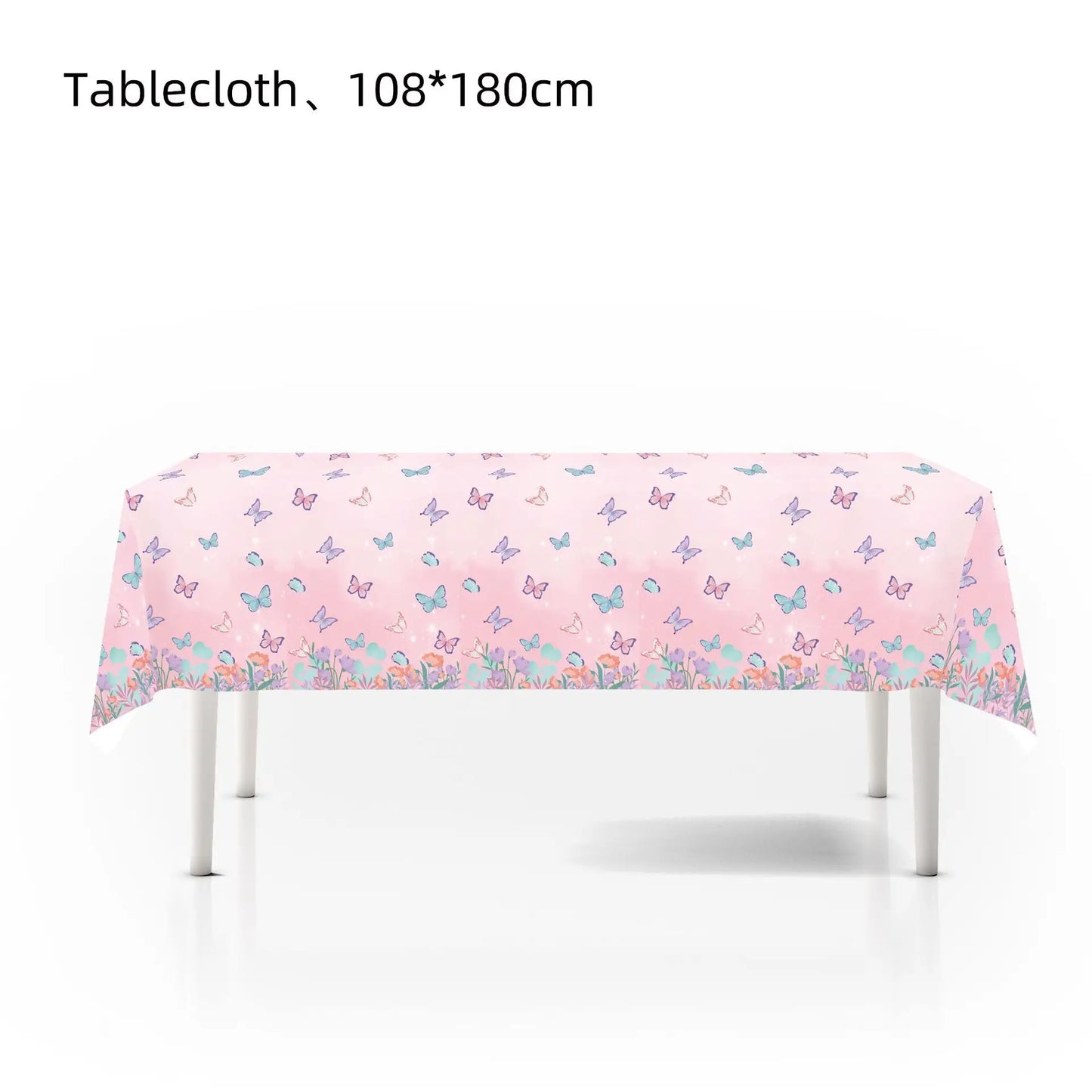 Butterfly Party Tableware Set - Disposable Plates Napkins Cups  Tablecloth for Baby Shower  Birthday