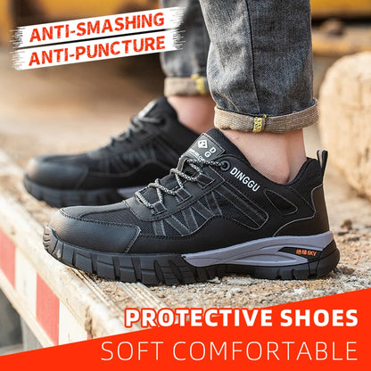 Safety Work Boots Steel Toe Anti-smash Anti-puncture Indestructible Work Shoes for Men Women, Lightweight Breathable Non-slip Wear Resistant Rubber Sole Industrial Construction Protective Footwear, Shock Absorbing Comfort Ins