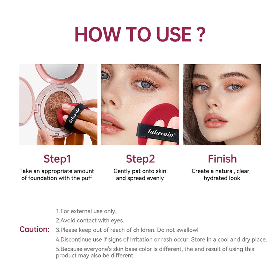 Sunscreen Cushion Foundation Fit Cushion Foundation Full Coverage Waterproof Long-lasting Concealer Long-lasting Korean Makeup