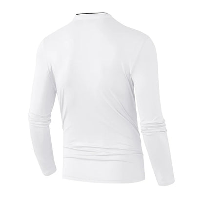 Fashion Men's Stand Collar Half Zip Long Sleeve Shirt Comfortable Casual Top Versatile Daily Wear Slim Fit Pullove