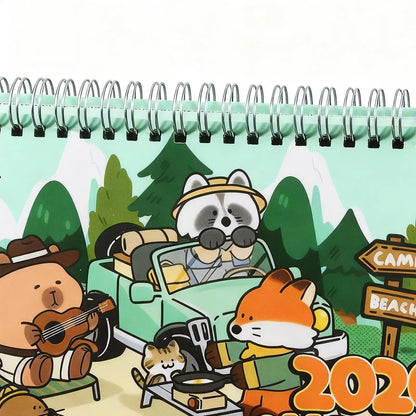 Small Desktop Calendar 2026 Cartoon Capybara Schedule Organizer 12 Months Stand Up Calendar for Friends Family School Workplace