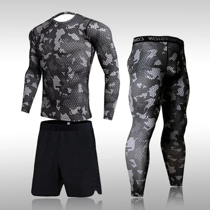 Men's Compression Gym Tights - Muscle Support Workout Pants | Quick Dry Sportswear Set