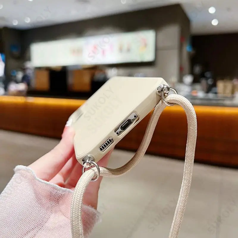 Crossbody Lanyard Soft Case For Samsung Galaxy S23 FE S25 Edge S26 S24 Ultra A17 A57 A37 A55 A56 A16 5G Liquid Silicone Cover