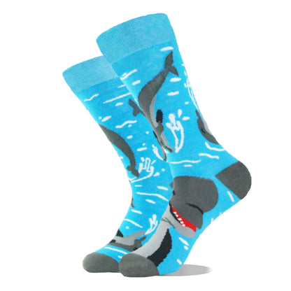 Funny Alien Shark Cotton Socks - Unisex Novelty Crew Socks