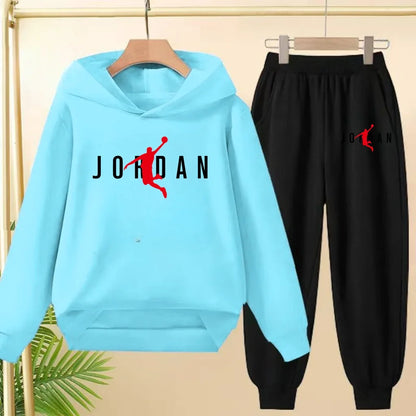 Children's Sportswear Set with Hoodie Sweatshirt And Long Pants Suitable for Kids Aged 3-13 Years Old for Engaging in Sports
