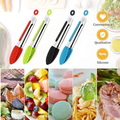 Silicone Kitchen Tongs – Non-Slip Stainless Steel Cooking & BBQ Clamp