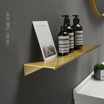 Modern Brushed Gold Bathroom Shelf - 30-50cm Wall Storage Rack