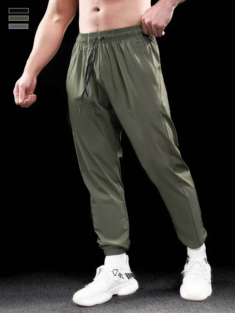 Men Running Trousers - Loose Fit Sports Fitness Pants With Elastic Waist Band
