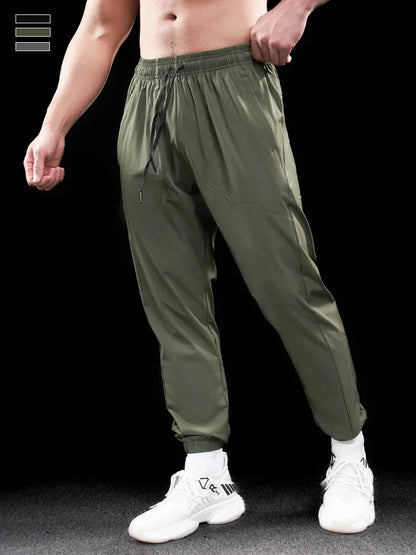 Men Running Trousers - Loose Fit Sports Fitness Pants With Elastic Waist Band