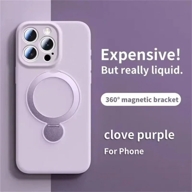 Original Liquid Matte Magnetic Stand Phone Case for iPhone 17 16 14 15 Pro Max For Magsafe Wireless Charge Shockproof Back Cover