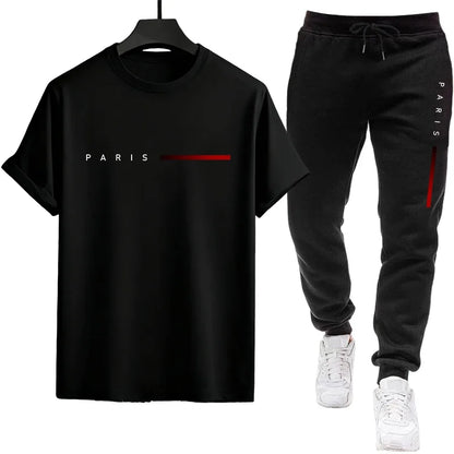 Versatile Jogging Daily Men's Tracksuit Casual Quality Summer Outdoors Sports Single Piece Short-sleeved T-shirt and Sport Pants