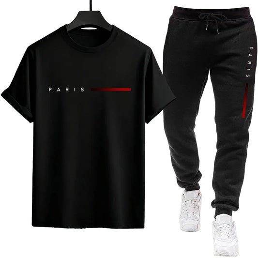 Versatile Jogging Daily Men's Tracksuit Casual Quality Summer Outdoors Sports Single Piece Short-sleeved T-shirt and Sport Pants