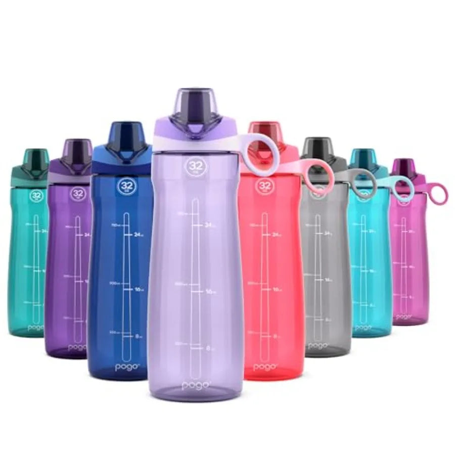 32oz Plastic Water Bottle with Chug Lid and Carry Handle, Reusable, BPA Free, Dishwasher Safe, Perfect for Travel, School, Outd