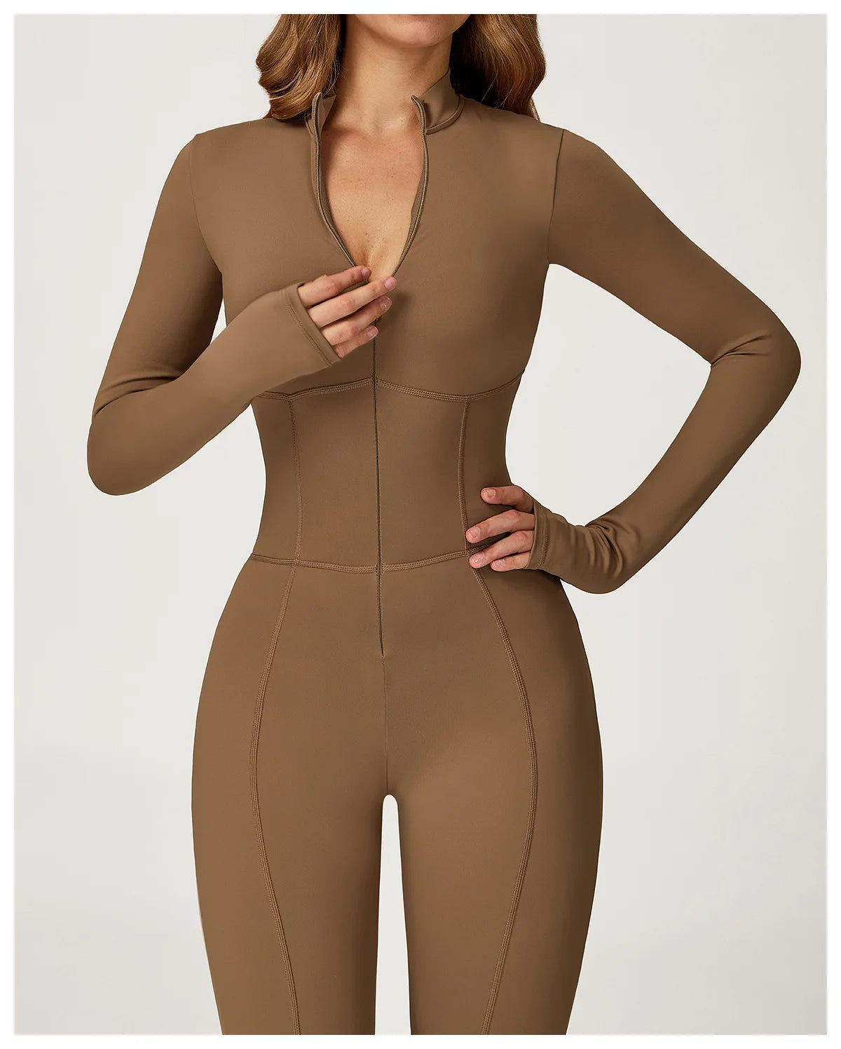 Velvet Yoga Jumpsuit – Women's Fitness Set | Long-Sleeved Push-Up Activewear