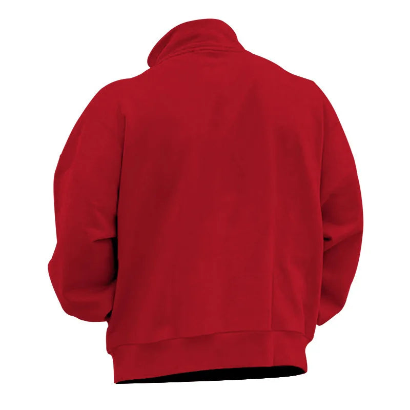 Autumn and winter new men's fleece sweatshirt stand-up collar half zipper long sleeve cross-border European trend men's top