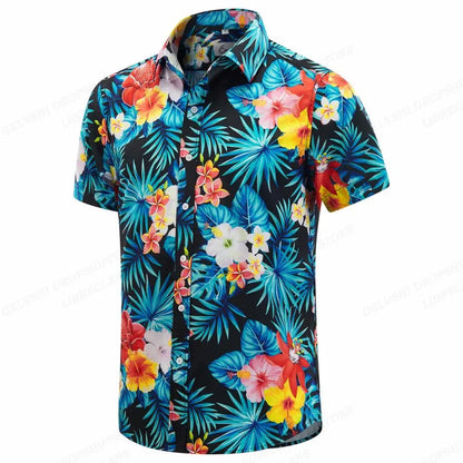 Floral Hawaiian Shirt Tropic Leaf 3d Printed Shirts Men Women Fashion Oversized Blouse Men's Vocation Lapel Beach Camisas